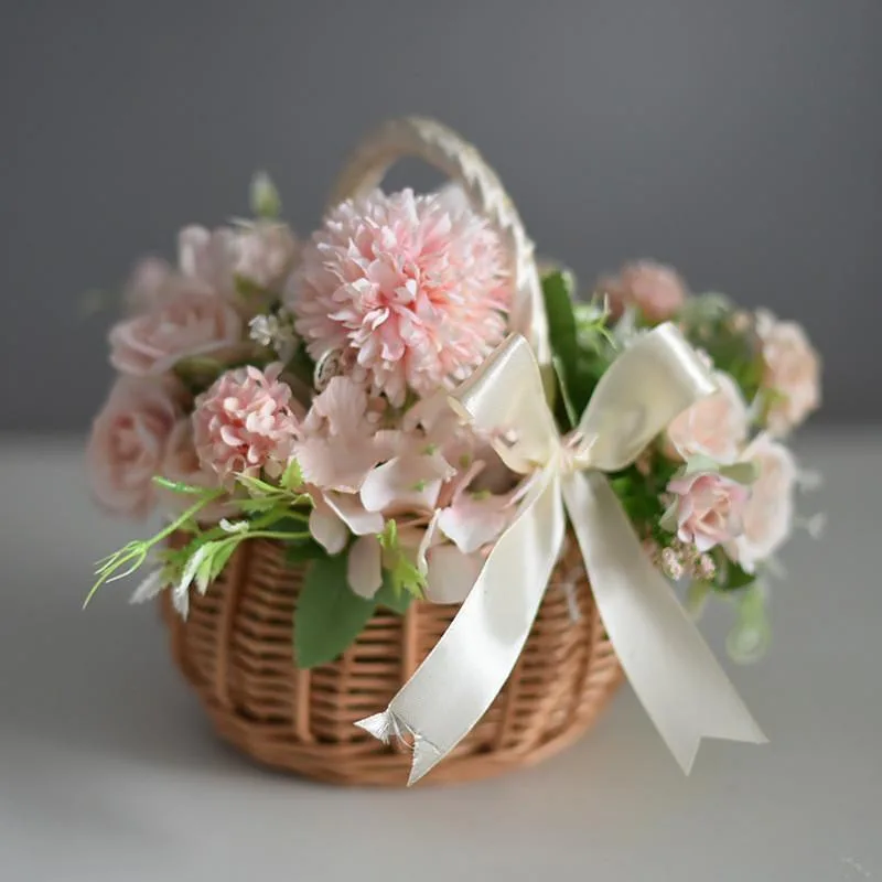 Handmade Woven Willow Basket Flower Girl Gift Storage Rattan Bamboo Organizer Bakul Anyaman Buluh Bertangkai - Image 4