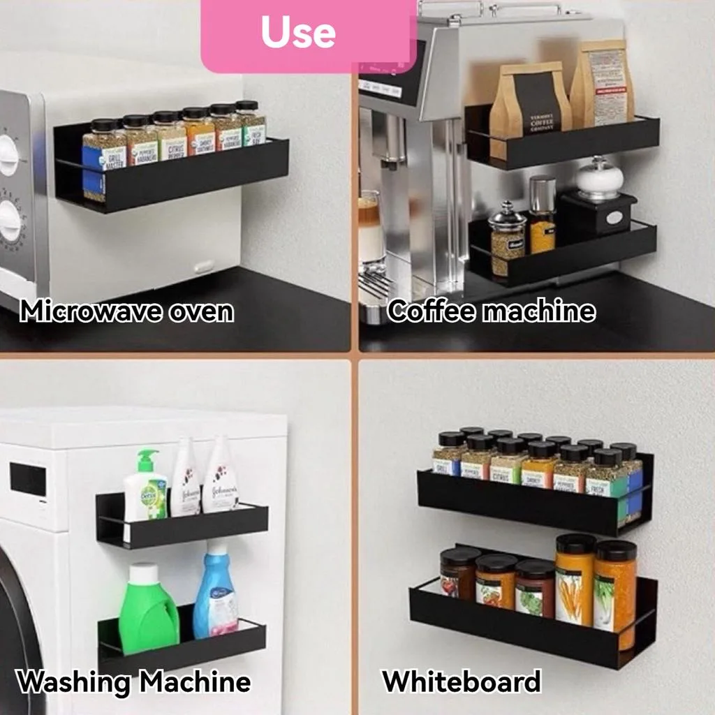 Magnetic Refrigerator Rack No Drill Seasoning Holder Washing Machine Side Storage Rak Magnetik Untuk Peti Sejuk - Image 4