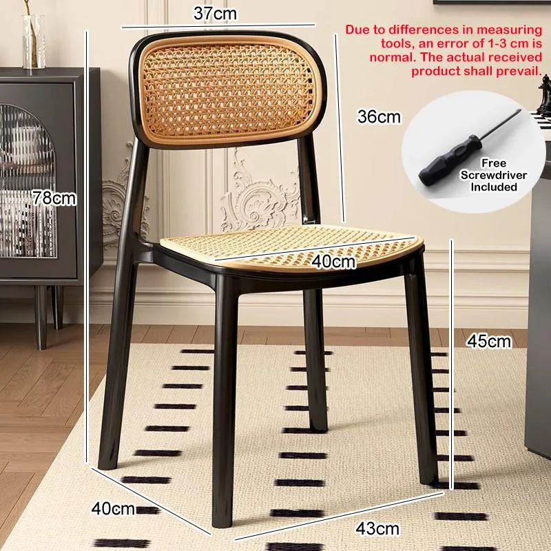 Imitation Rattan Chair Plastic Stackable Backrest Chair No Assembly Required Kerusi Rotan Plastik - Image 4