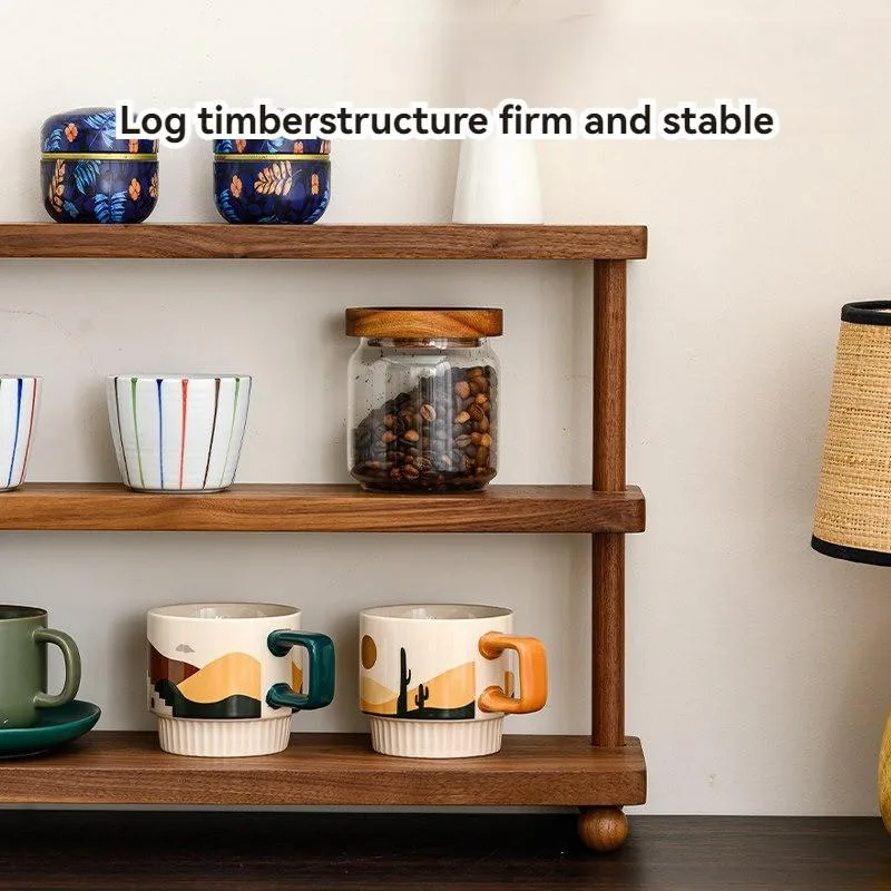 Wood Desktop Cup Holder Organizer Display Stand For Home Cafe Cosmetic Candle Storage Rack Rak Meja - Image 4