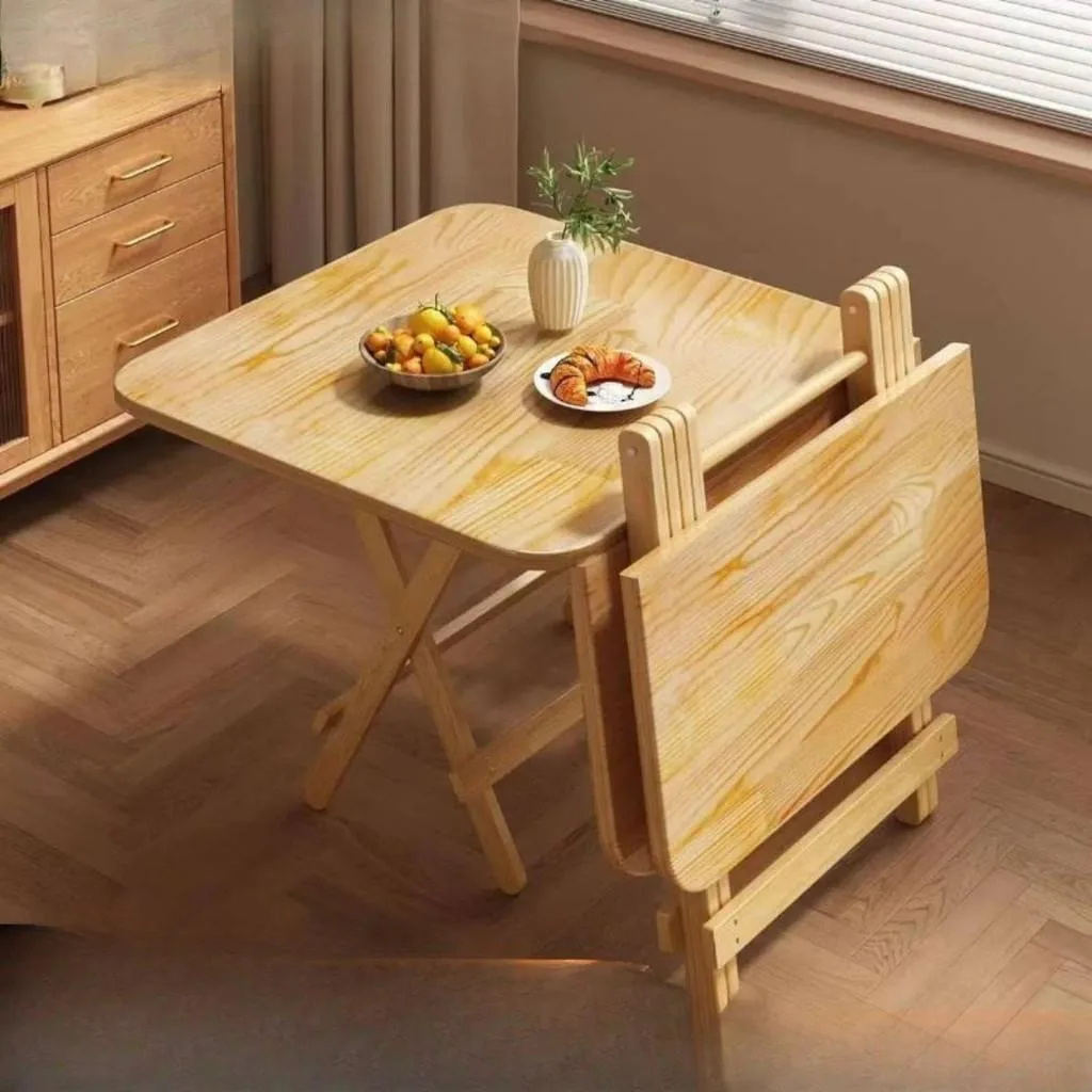 Solid Wood Folding Table Dining Table Outdoor Square Table Meja Lipat Kayu Padat - Image 4