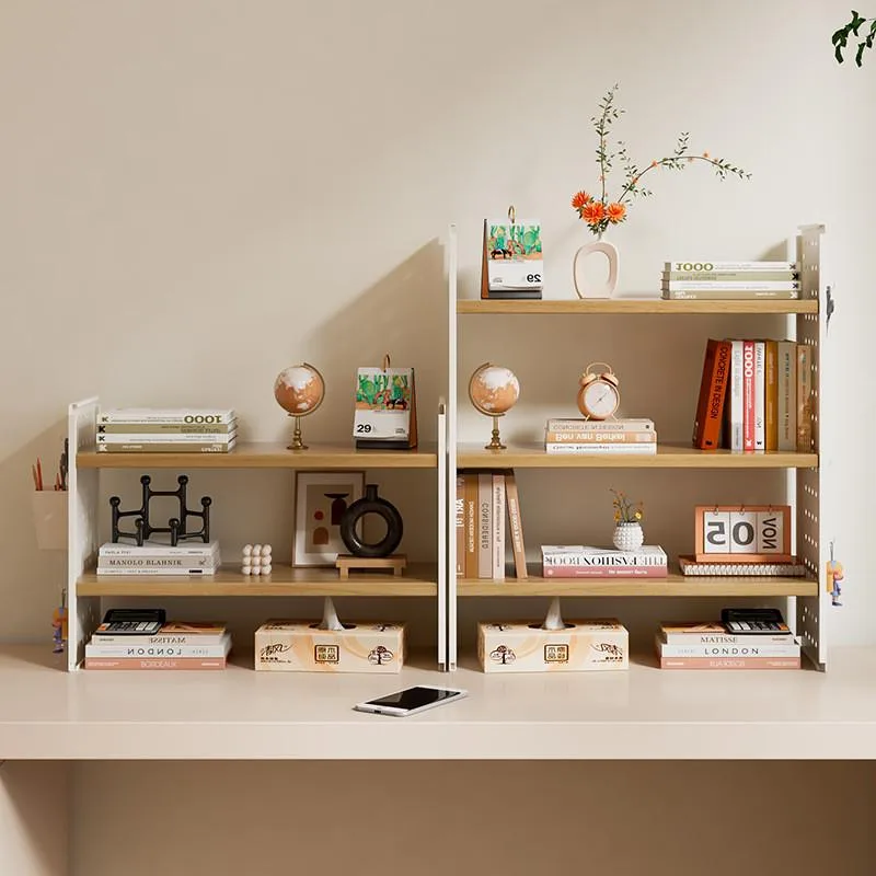 Pegboard Desktop Bookshelf Organizer Rack Office Workstation Multi Tier Rak Penyusun Meja - Image 4