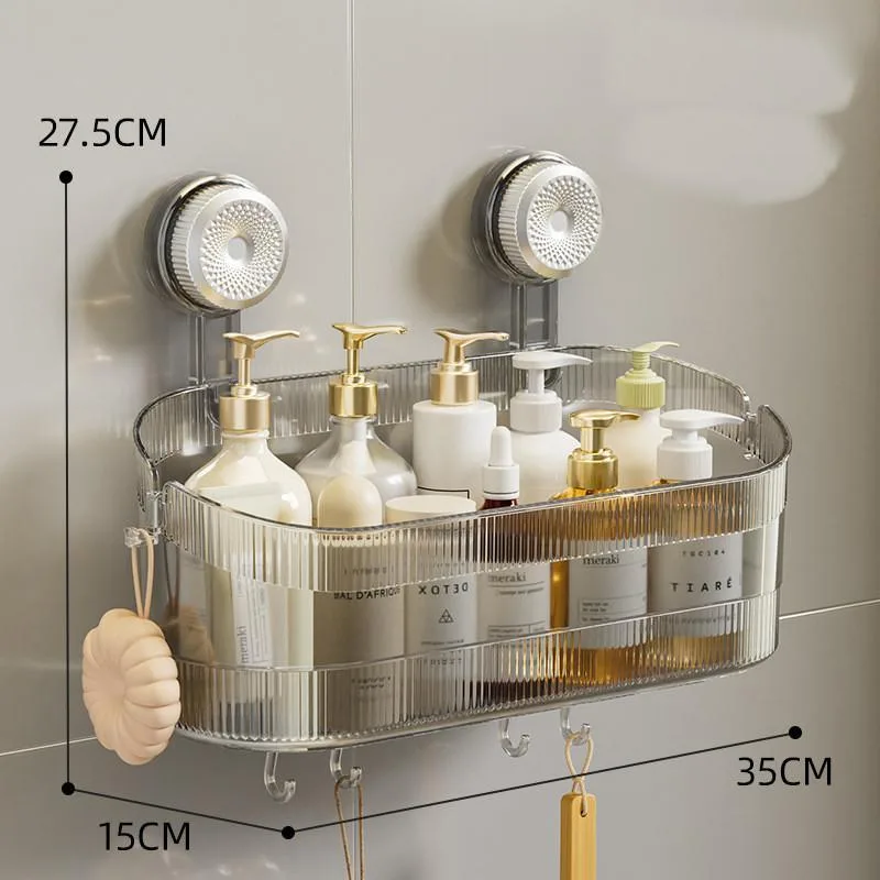 Suction Cup Organizer Rack Bathroom Wall Mount No Drill Cosmetic Storage Rack Rak Cawan Sedut - Image 4