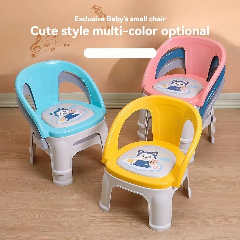 Cartoon Backrest Squeaky Dining Chair Stool For Baby Kids Feeding Kerusi Kanak-Kanak - Image 4