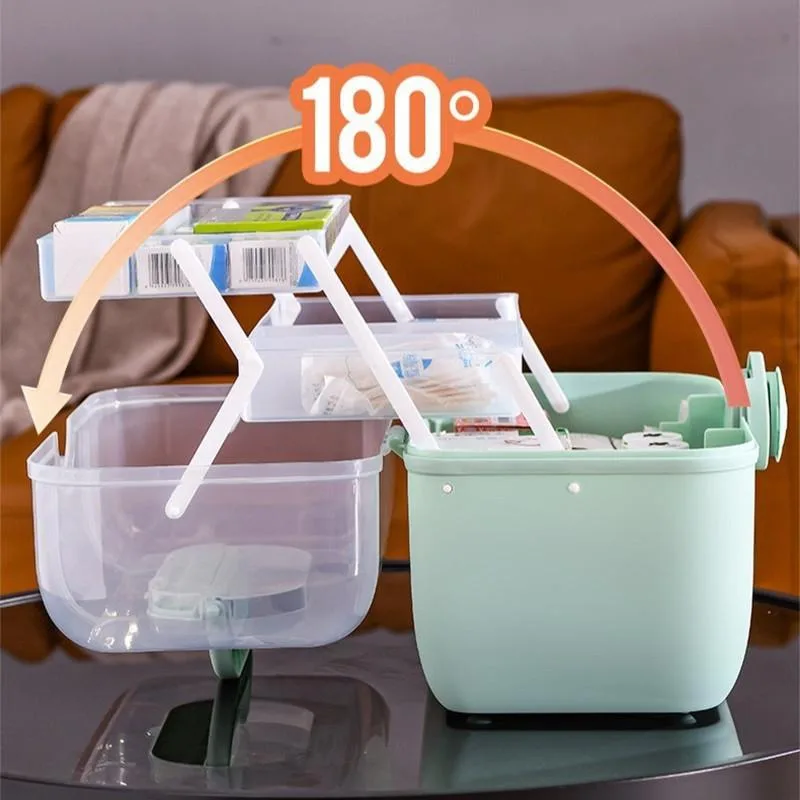 Portable Medicine Box Large Capacity First Aid Kit Multi-Layer Medical Organizer Case Kotak Ubat Keluarga - Image 4