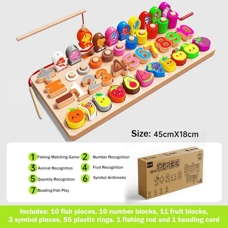 Wooden Number Puzzle Blocks Montessori Educational Toys For Toddlers And Kids Mainan Blok - Image 4