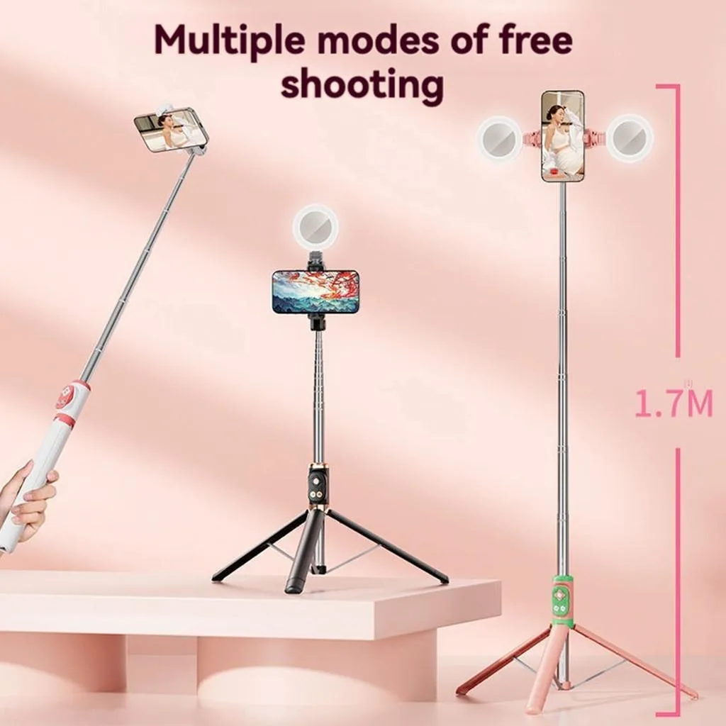 Selfie Stick Bluetooth 1.7M dengan Tripod & Alat Kawalan Jauh, Sesuai untuk TikTok Live, Fotografi & Tapak Telefon - Image 4