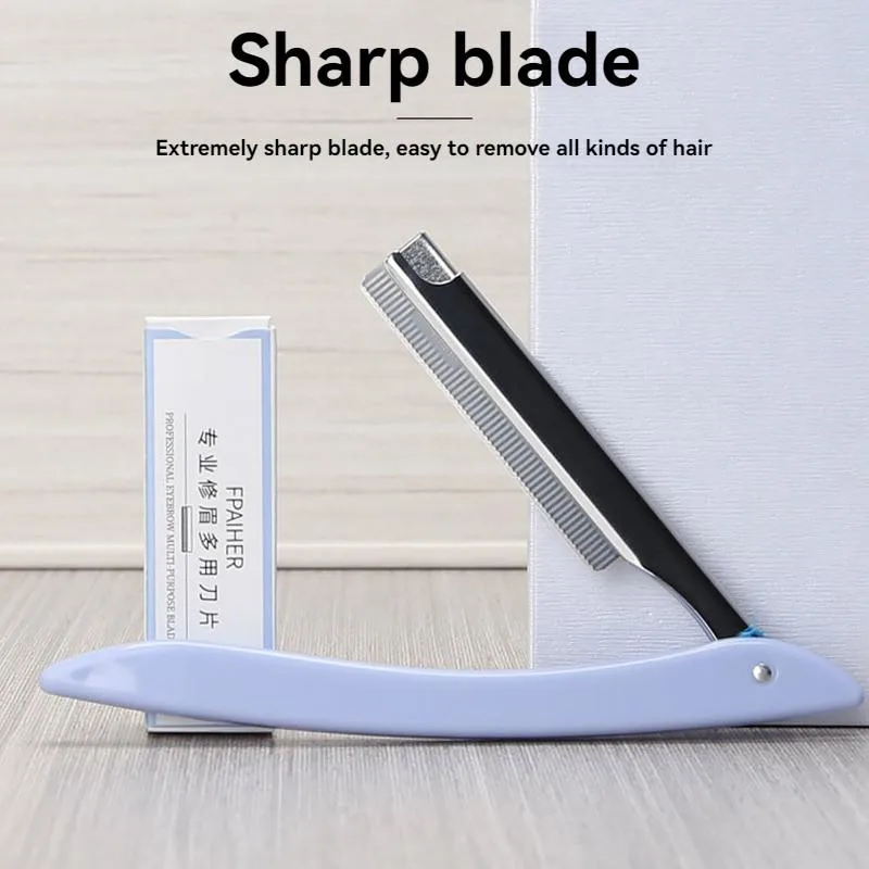 Foldable Eyebrow Razor Holder With 10 Pieces Replaceable Blades Eyebrow Razor Set Pisau Alis - Image 4