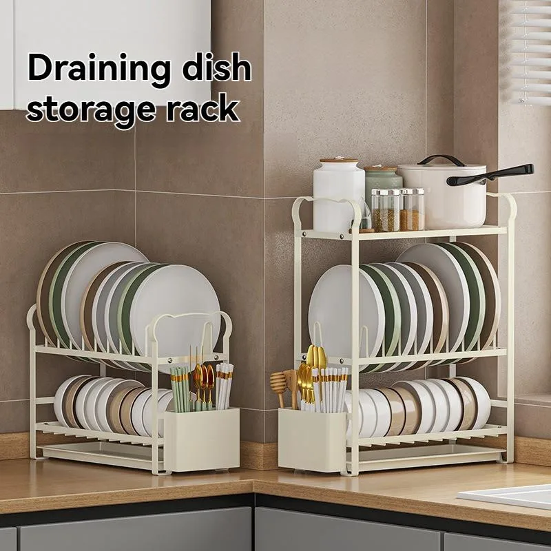Rak Pengering Pinggan Dapur, Rak Simpanan Sudu, Pisau, Papan Pemotong & Mangkuk - Image 4