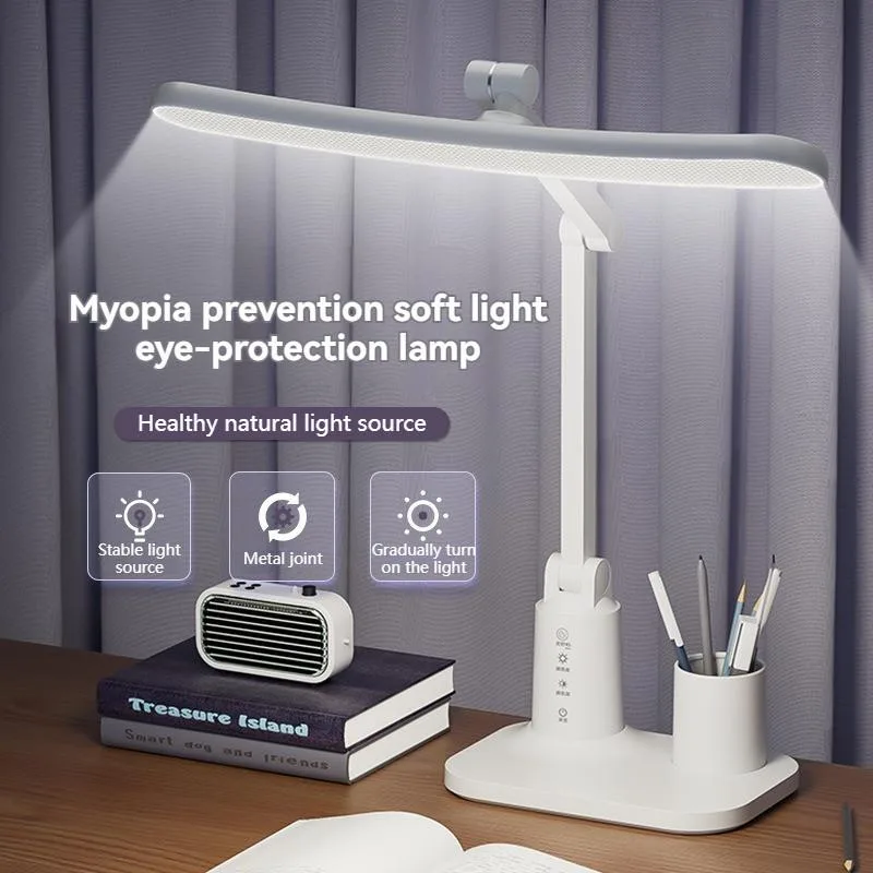 Lampu Meja LED Lengkung Perlindungan Mata, Lampu Boleh Dicas dengan Pemasa untuk Asrama & Membaca - Image 4