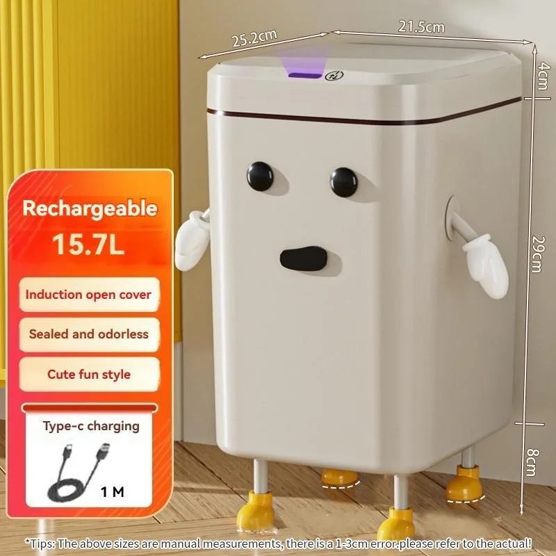 Tong Sampah Pintar Baharu dengan Penutup, Tong Sampah Elektrik Automatik Gaya Mewah untuk Bilik Air - Image 5