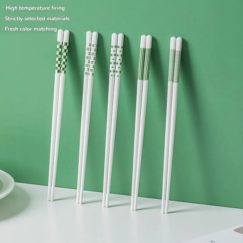 Set Hadiah Mewah 5 Pasang Chopstick Seramik Rumah, Anti Gelincir, Anti Acuan & Antibakteria Boleh Guna Semula - Image 5