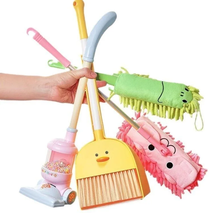 Set Mainan Edukasi Main Peranan Kanak Kanak Itik Kuning Comel Penyapu Pengorek Vacuum Mop - Image 5