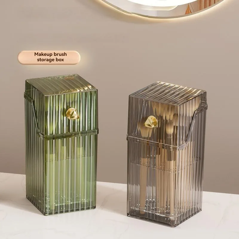 Kotak Penyimpanan Berus Makeup Kalis Debu Dengan Penutup Desktop Eyeshadow Organizer - Image 5