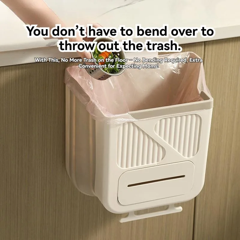 Tong Sampah Boleh Lipat Gantung Dapur Pintu Kabinet Kreatif Klasifikasi Tebal Kegunaan Rumah - Image 5