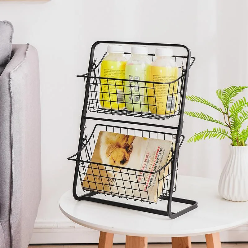 Rak Dapur Dua Tingkat Atas Meja Simpan Bawang Halia Bawang Putih Sayur Buah Dan Snek - Image 5