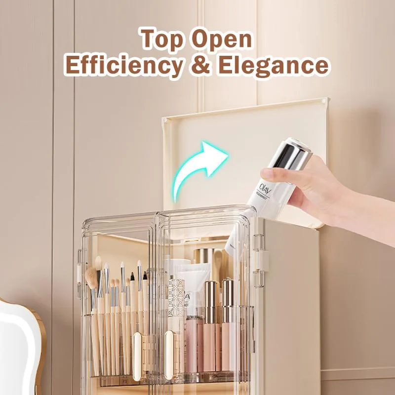 Bekas Simpanan Kosmetik Meja Solek Kalis Debu Rak Skincare Dengan Laci Besar Kapasiti Organizer Meja Solek Serbaguna - Image 5