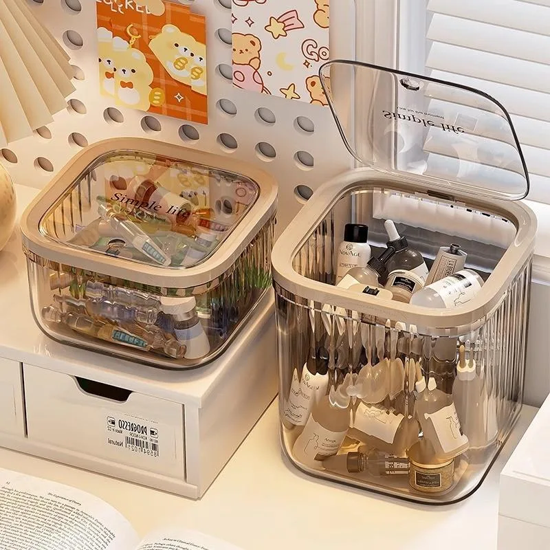 Desktop Storage Box Kosmetik Serum Skrin Box Telus Dengan Penutup Rak Organizer Premium - Image 5
