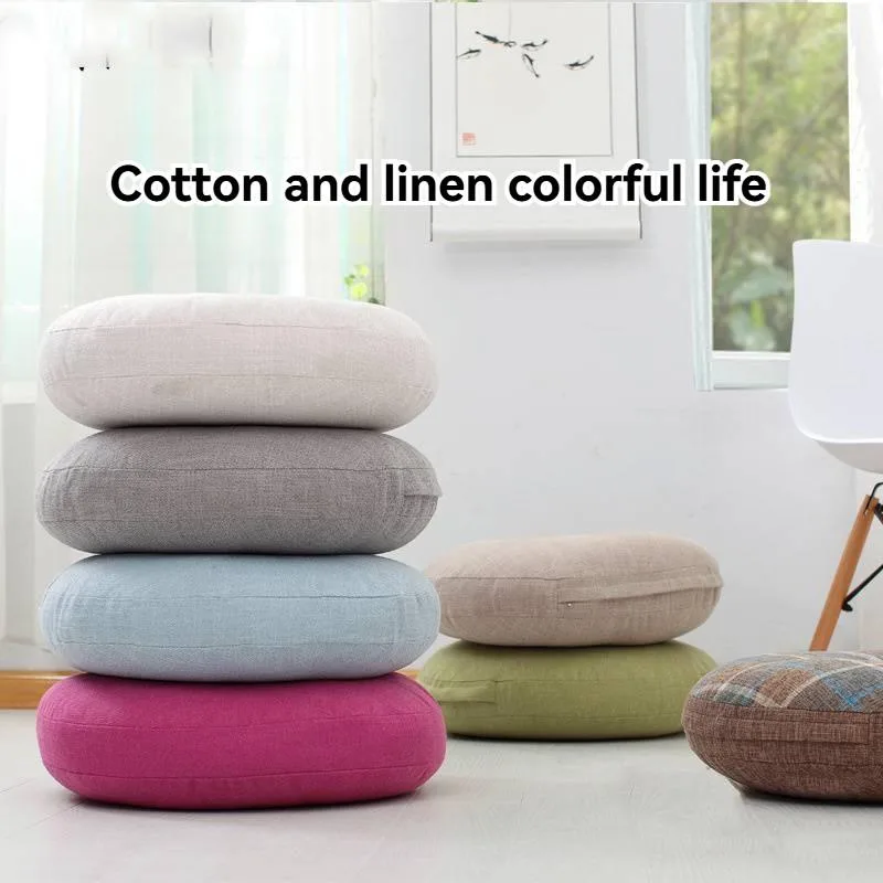 Cushion Duduk Bulat Kapas Linen Tebal Jenis Jepun Untuk Taman Tepi Tingkap Tatami Lantai Boleh Tanggal Basuh - Image 5