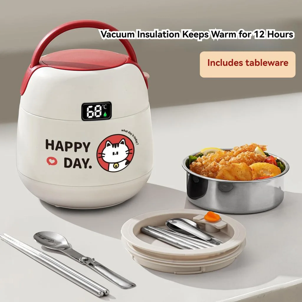 Kotak Makan Termal Panjang Ekstra Penebat 24 Jam Bento Dengan Pemegang Untuk Pejabat dan Sekolah - Image 5