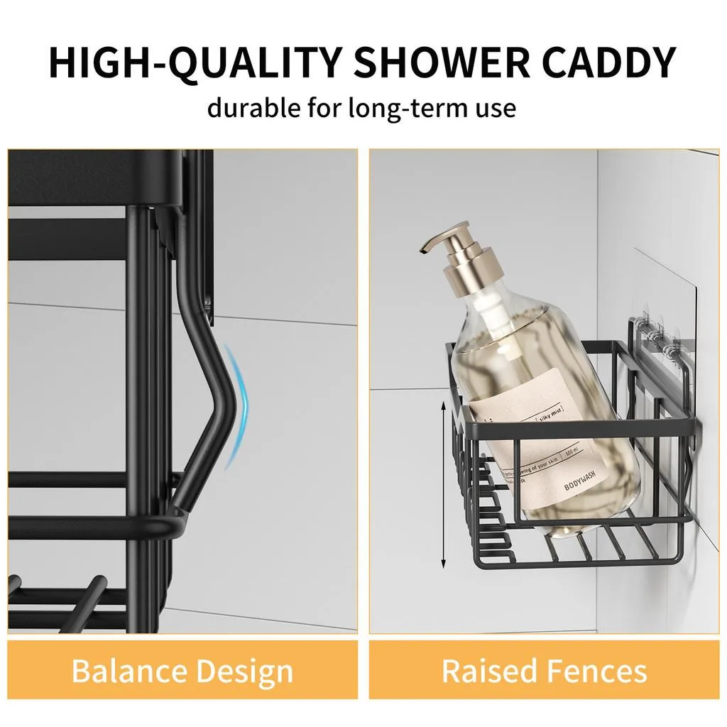 Drill Free Bathroom Shower Rack Wall Mounted Storage Shelf No Drilling Adhesive Rak Serbaguna Bilik Air - Image 5