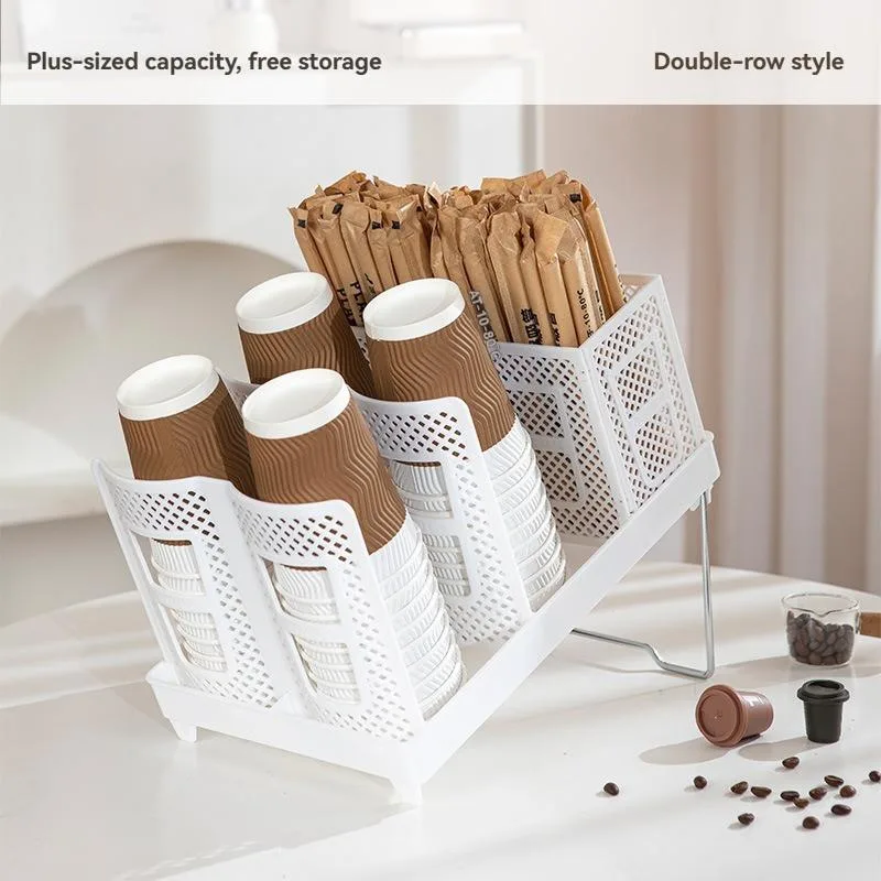 Detachable Tilted Paper Cup Holder Desktop Dispenser Disposable Cup Organizer Rak Cawan Kertas - Image 5