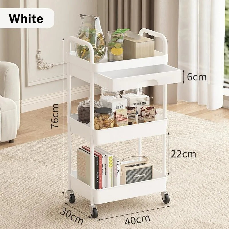 Kitchen Rolling Cart With Drawer Floor Storage Rack Organizer Troli Penyimpanan Dapur - Image 5