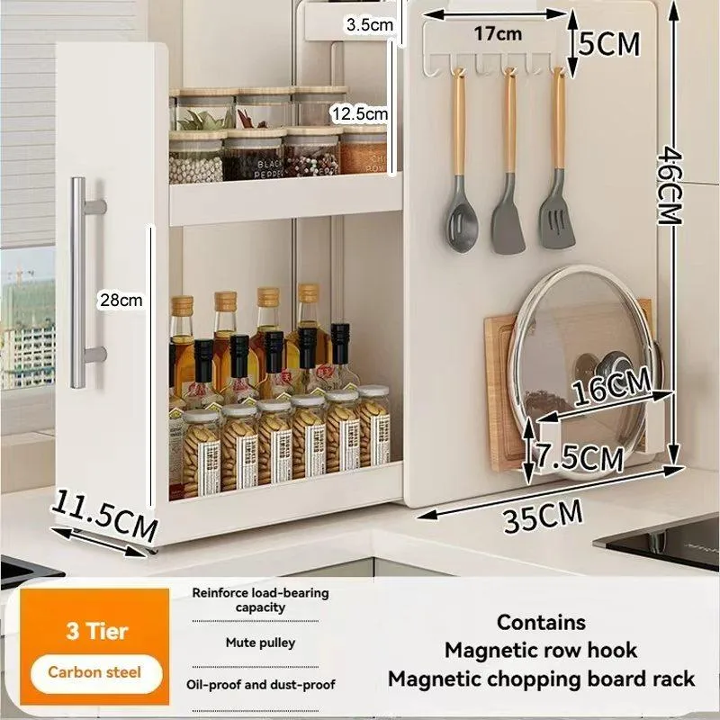 Pull Out Multi Function Kitchen Corner Spice Storage Rack Narrow Cabinet Storage Shelf Rak Simpanan Sudut - Image 5