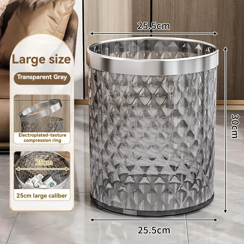 Transparent Trash Can Clear Garbage Bin for Living Room Bathroom Home Waste Basket Bin Sampah - Image 5