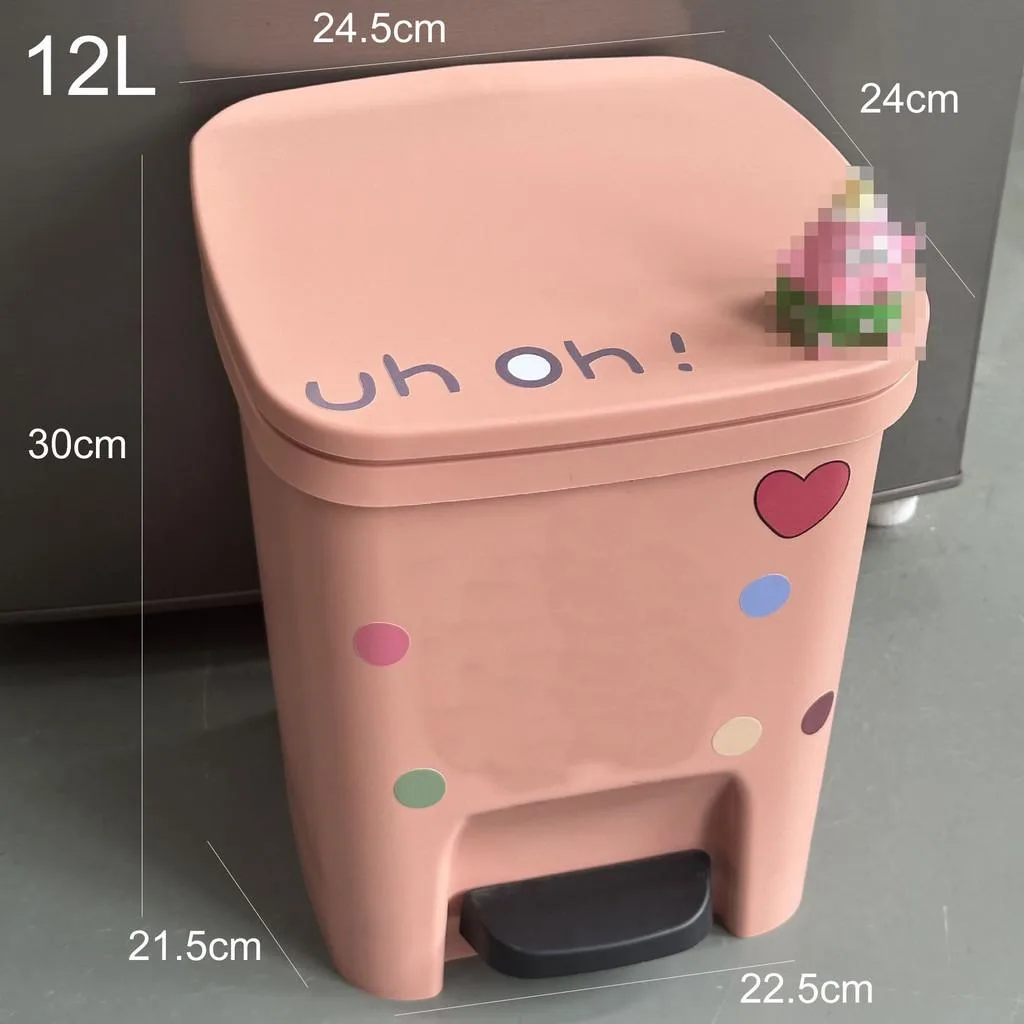 Cartoon Pedal Trash Can Large Capacity Cute Bin For Home Living Room Tong Sampah - Image 5