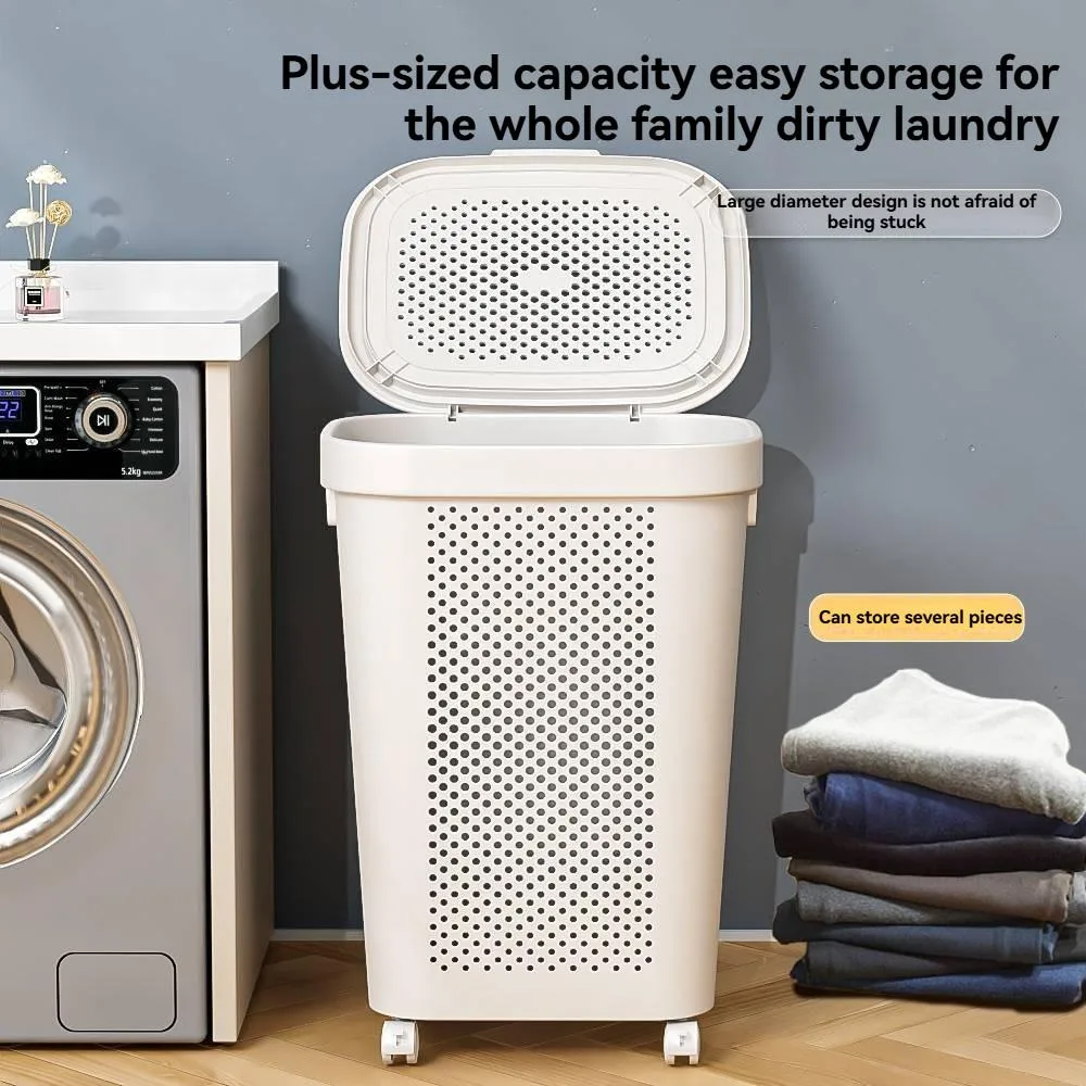 Lidded Large Laundry Hamper Dirty Clothes Storage Basket For Bathroom Washroom Home Use Bakul Pakaian Kotor - Image 5