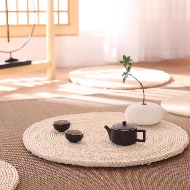 Straw Woven Corn Husk Seat Cushion Tatami Floor Mat Bantal Duduk - Image 5