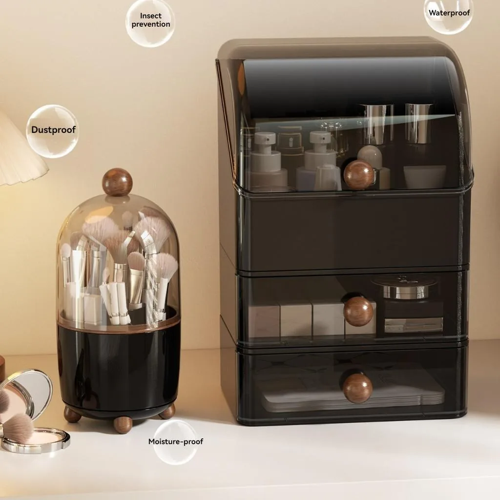 Dustproof Cosmetic Storage Box For Desktop Dresser Bathroom Vanity Home Use Kotak Simpanan Kosmetik - Image 5