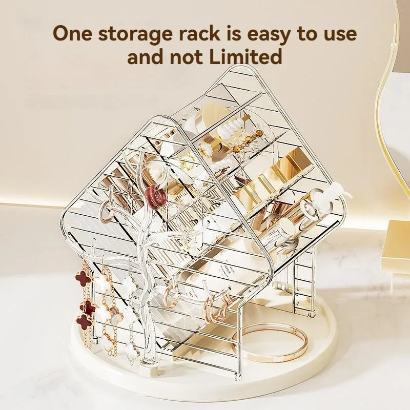 Rotating Makeup Organizer Desktop Cosmetic Storage Box Lipstick Eyeshadow Holder Rak Kosmetik Berputar - Image 5