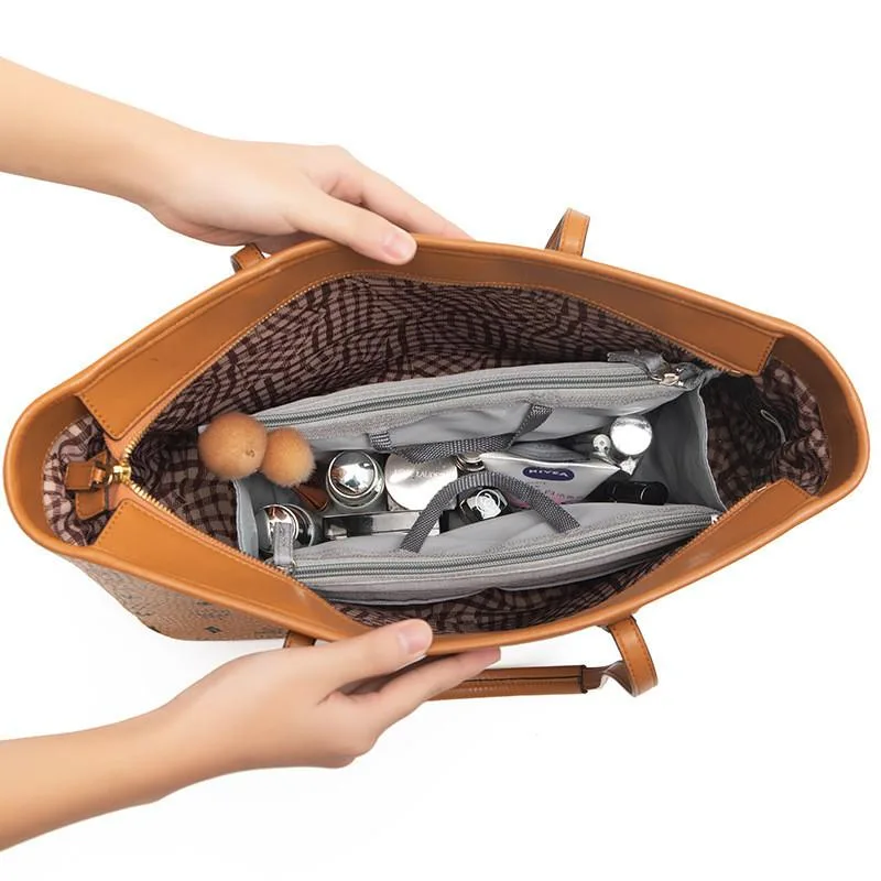 Double Zipper Bag In Bag Organizer Travel Makeup Cosmetic Pouch Insert Beg Penyimpanan Dalam Untuk Alat Solek - Image 5