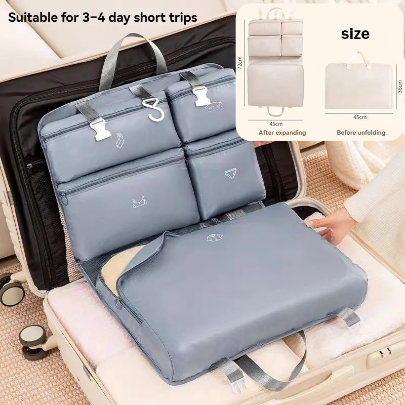 7 In 1 Travel Packing Cubes Luggage Organizer Clothes Underwear Storage Bag Set Beg Penyimpanan Dalam Suitcase - Image 5