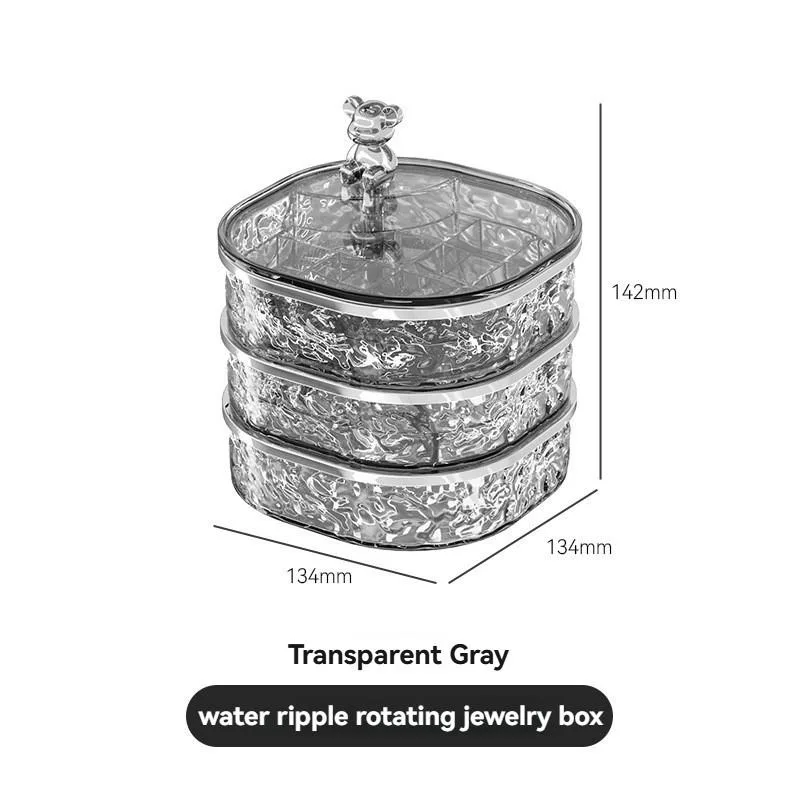 Desktop Jewelry Box Earring Ring Necklace Organizer Storage Vanity Kotak Barang Kemas Berputar - Image 5