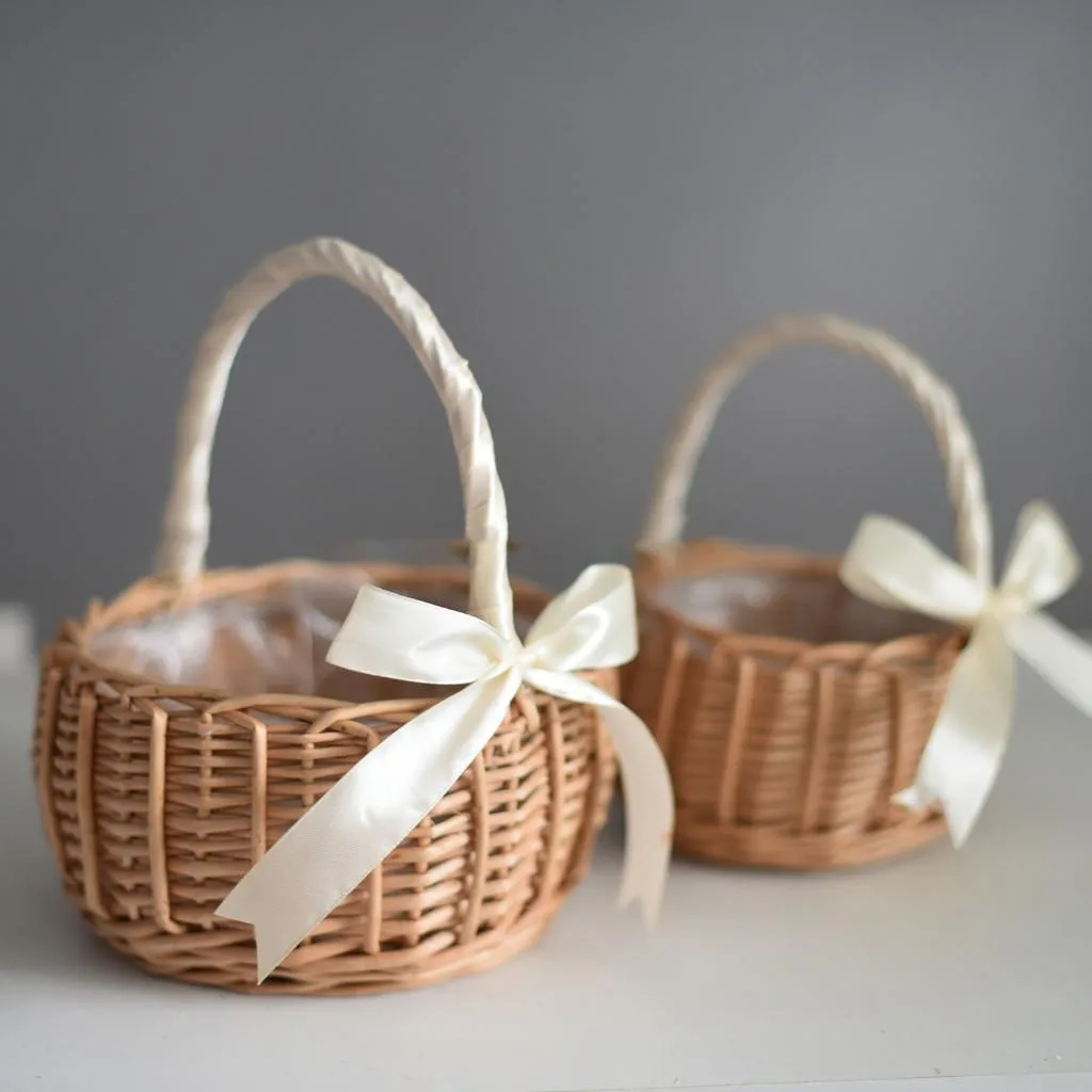 Handmade Woven Willow Basket Flower Girl Gift Storage Rattan Bamboo Organizer Bakul Anyaman Buluh Bertangkai - Image 5