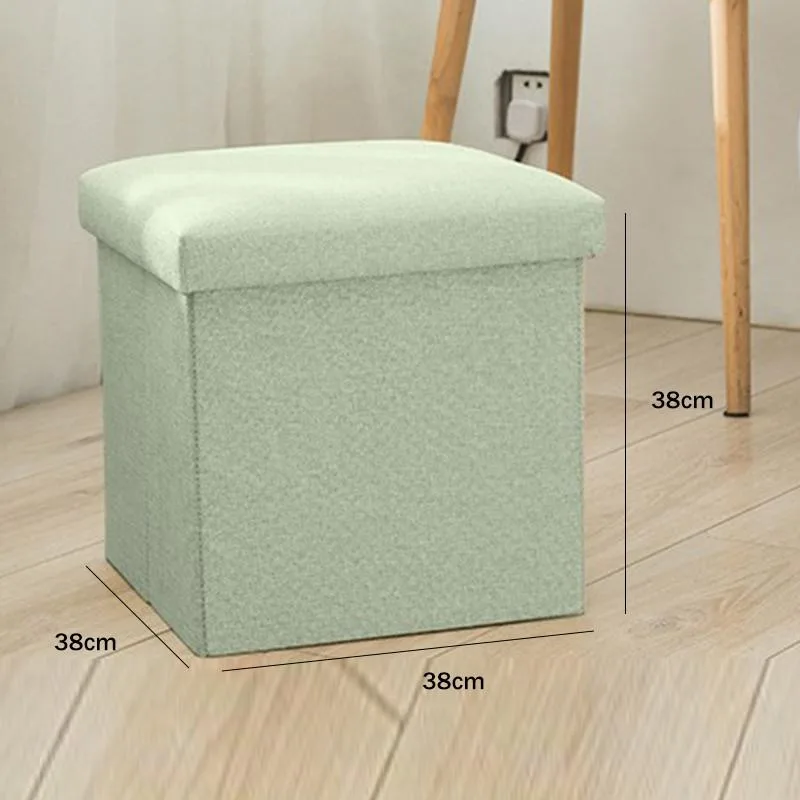 Cotton Linen Foldable Storage Ottoman Multi Purpose Seat Box Shoe Change Organizer Bangku Penyimpanan Boleh Lipat - Image 5