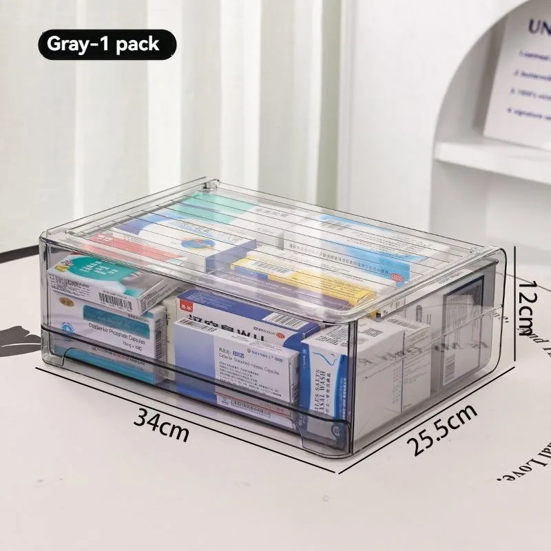 Drawer Style Medicine Box Transparent First Aid Kit Family Pharmaceutical Storage Kotak Ubat Berlaci Lutsinar - Image 5
