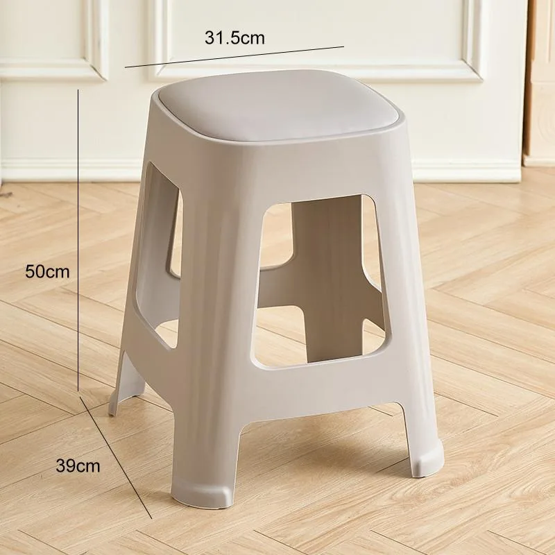 Stackable Plastic Dining Chair Light Luxury Square Stool For Home Kitchen Kerusi Plastik - Image 5