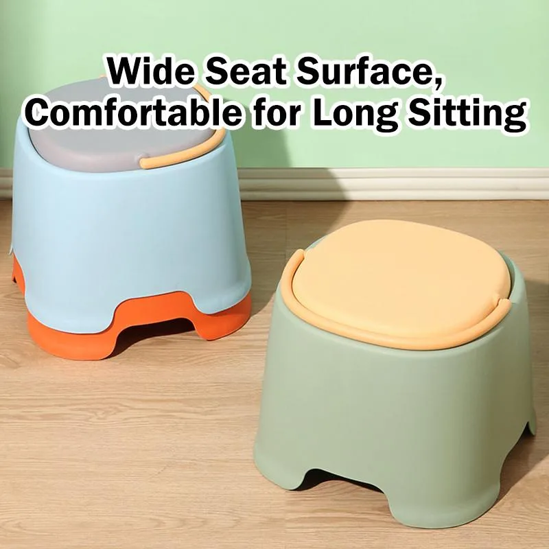 Plastic Stool With Handle Thickened Home Living Room Dining Chair Anti-slip Kerusi Plastik - Image 5