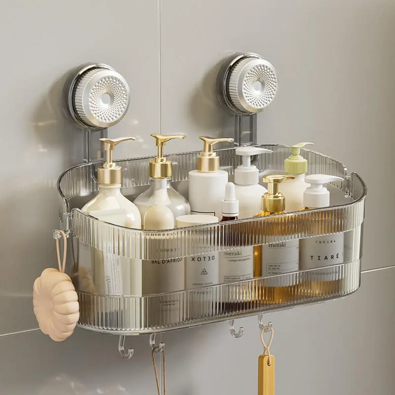 Suction Cup Organizer Rack Bathroom Wall Mount No Drill Cosmetic Storage Rack Rak Cawan Sedut - Image 5