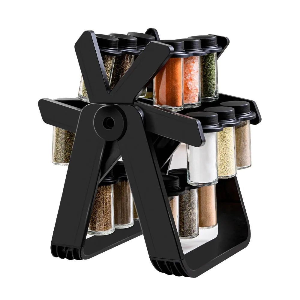 Kitchen Rotating Glass Spice Rack Set Condiment Jar Seasoning Bottle Container Organizer Rak Perasa Berputar 360 - Image 5