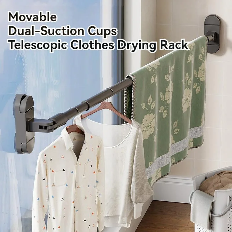 Suction Cup Telescopic Clothes Drying Rod Window Balcony No-Drill Quilt Dry Rack Rak Jemuran Sedutan Boleh Laras - Image 5