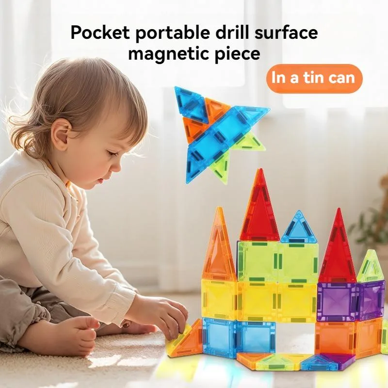 Mini Magnetic Tiles Portable Travel Set Magnetic Building Blocks Toy Mainan Jubin Magnet - Image 5