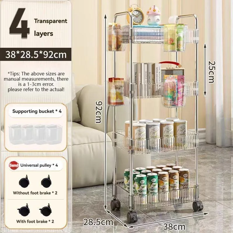 Trojli Berlapis Mudah Alih dengan Roda, Rak Simpanan Minuman untuk Dapur & Bilik Air - Image 5