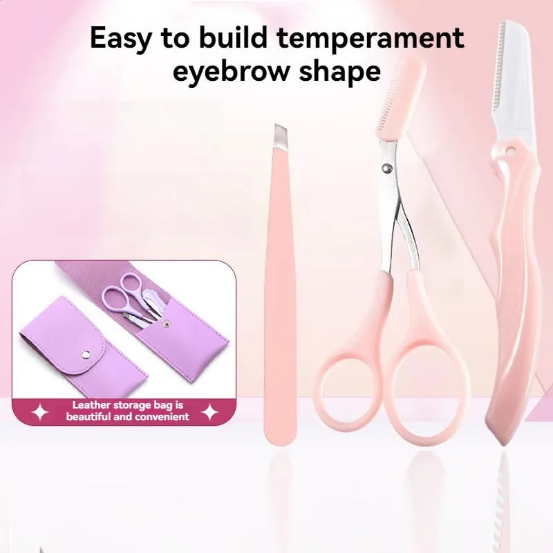 Foldable Eyebrow Razor Set With Eyebrow Comb Scissors For Women Beginners Set Pisau Alis - Image 5