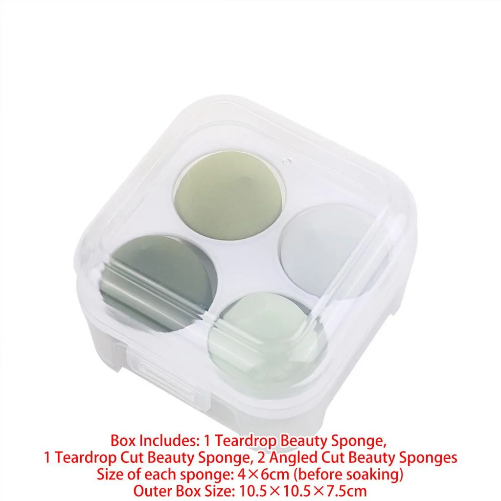 4Pcs Beauty Sponge Set With 4 Grid Storage Box Wet Dry Makeup Puff Span Solek - Image 5