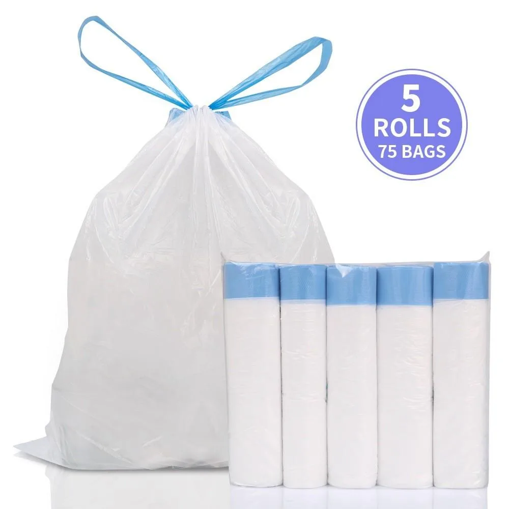Beg Sampah Bertali 75PCS Pakai Buang, Beg Sampah & Simpanan untuk Pembersihan Rumah & Dapur - Image 5